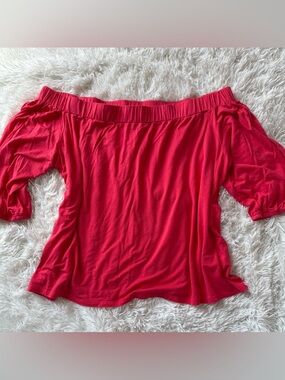 Loveappella Off-the-Shoulder Bright Red Blouse